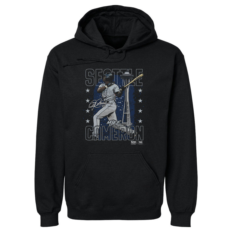 Black Hoodie featuring design named Mike Cameron Seattle Gritty WHT