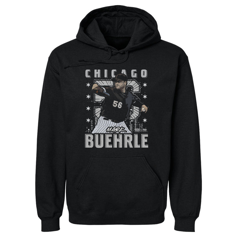 Black Hoodie featuring design named Mark Buehrle Chicago W Gritty WHT