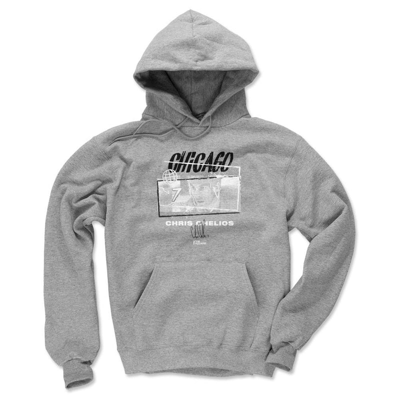 Gray Hoodie featuring design named Chris Chelios Chicago Tones WHT