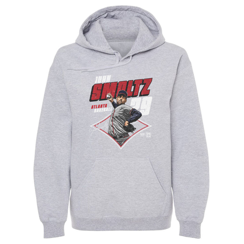 Gray Hoodie featuring design named John Smoltz Atlanta Diamond WHT