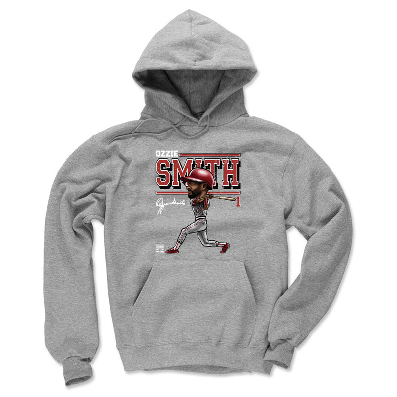 Gray Hoodie featuring design named Ozzie Smith Cartoon WHT