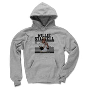 Heather gray hoodie featuring a Willie Stargell portrait in a Pittsburgh uniform with the text 'WILLIE STARGELL' in black above it.