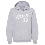 Heather gray hoodie hoodie featuring the white script name 'Green' above the number '20' and a small NBPA logo below.