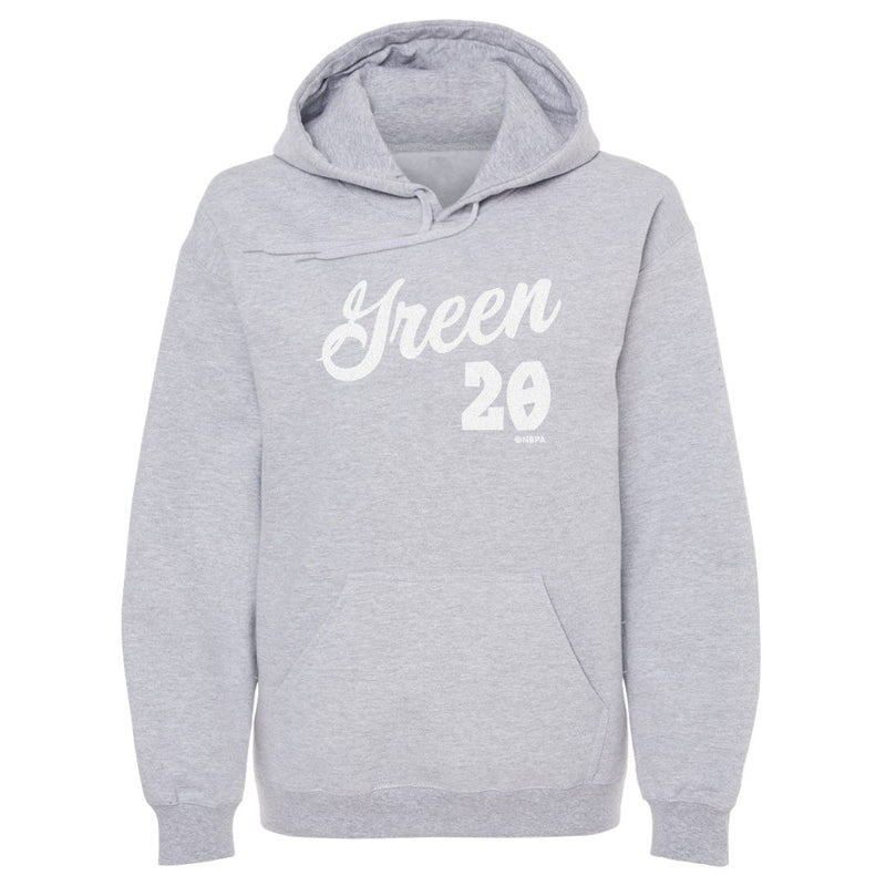 Heather gray hoodie hoodie featuring the white script name 'Green' above the number '20' and a small NBPA logo below.