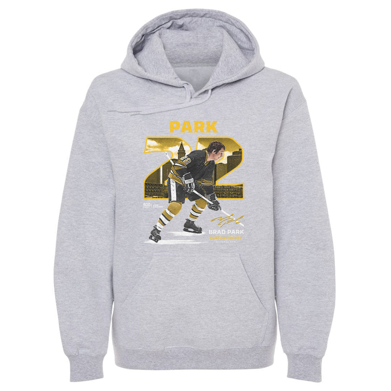 Heather gray hoodie featuring Brad Park in a gold-and-black jersey with large gold number 22 and the text 'BRAD PARK' above.