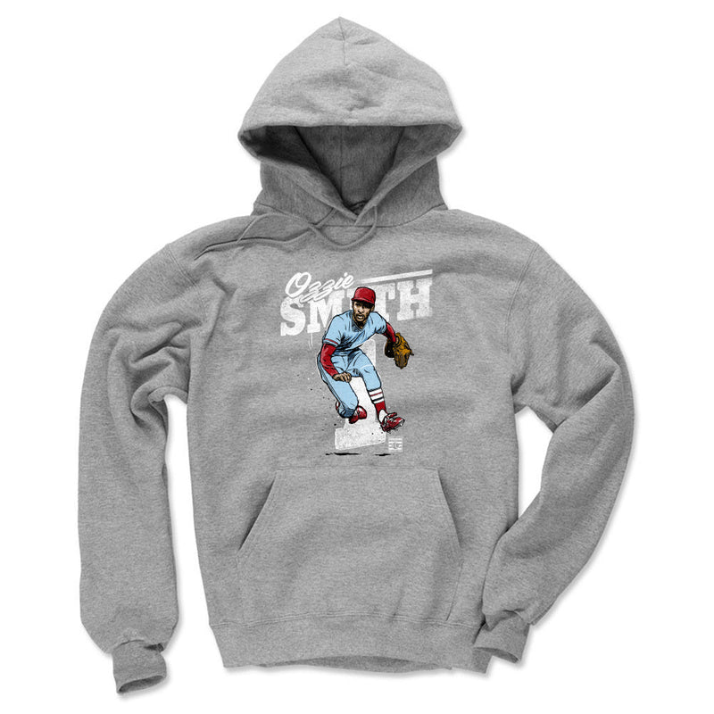 Gray Hoodie featuring design named Ozzie Smith Retro WHT