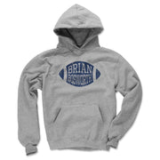Heather gray hoodie featuring a blue football graphic with the text 'BRIAN BOSWORTH' in white across the center.