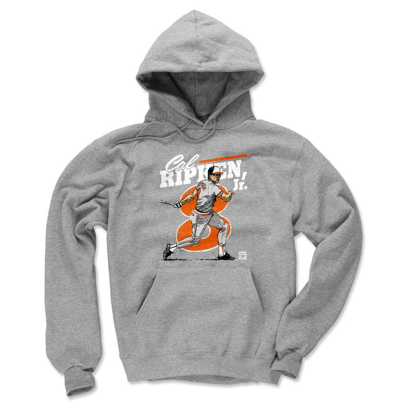 Gray Hoodie featuring design named Cal Ripken Jr. Retro WHT