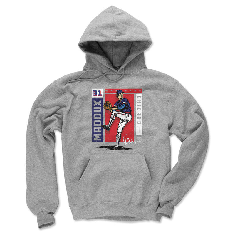 Gray Hoodie featuring design named Greg Maddux Chicago Card Stat WHT