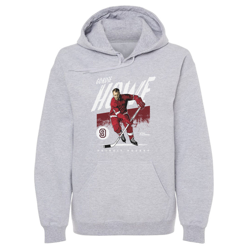 Gray Hoodie featuring design named Gordie Howe Detroit Grunge WHT