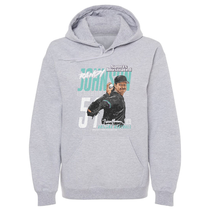 Gray Hoodie featuring design named Randy Johnson Sports Illustrated & Arizona Player Name WHT