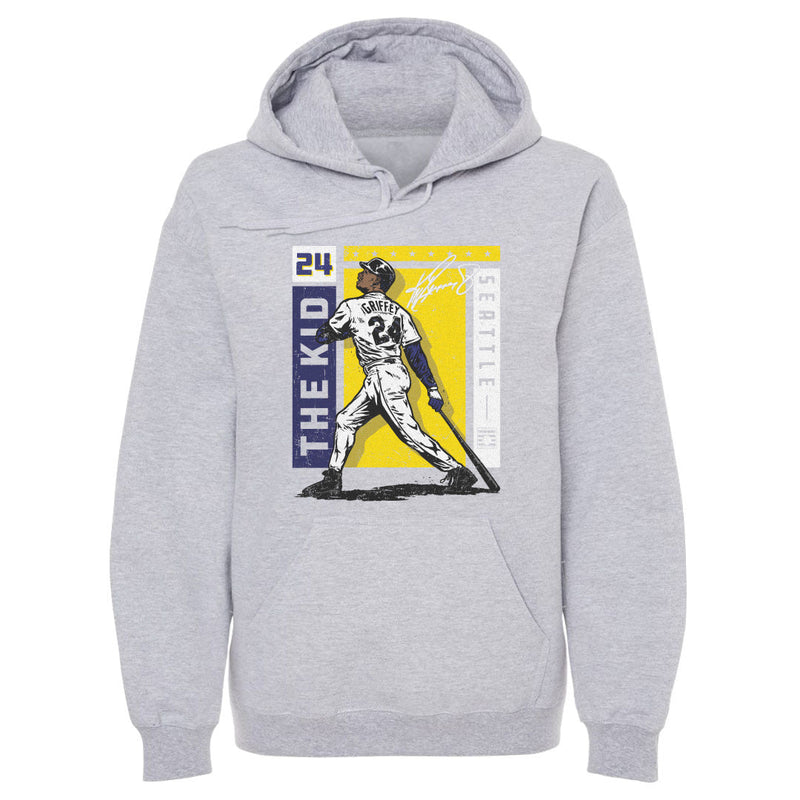 Gray Hoodie featuring design named Ken Griffey Jr. Seattle Card Stat WHT