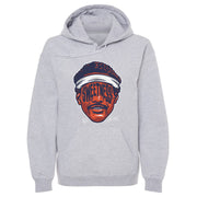 Heather gray version of the Walter Payton hoodie, showing the same face illustration with the 'SWEETNESS' headband graphic in navy and orange.