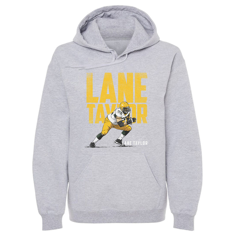 Gray Hoodie featuring design named Lane Taylor Green Bay Stack WHT