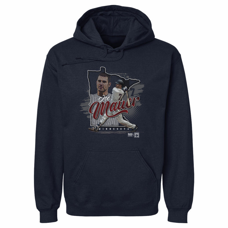 Navy Hoodie featuring design named Joe Mauer Minnesota State Silhouette WHT
