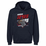 Navy hoodie featuring Andruw Jones in a red diamond with 'ANDRUW JONES' in red and white above and 'ATLANTA BASEBALL' in red and white below.