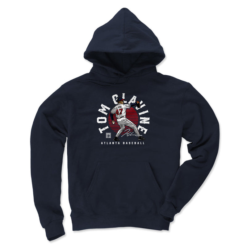 Navy Hoodie featuring design named Tom Glavine Emblem WHT
