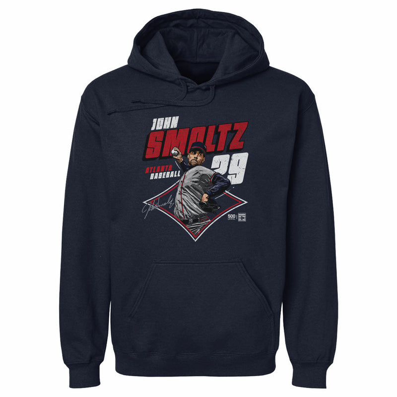 Navy Hoodie featuring design named John Smoltz Atlanta Diamond WHT
