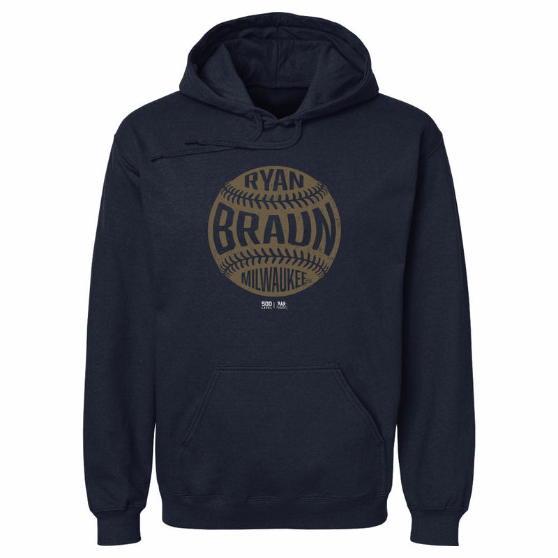 Navy Hoodie featuring design named Ryan Braun Milwaukee Vintage Baseball WHT