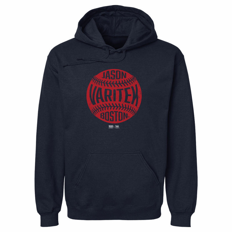 Navy Hoodie featuring design named Jason Varitek Boston Vintage Baseball WHT