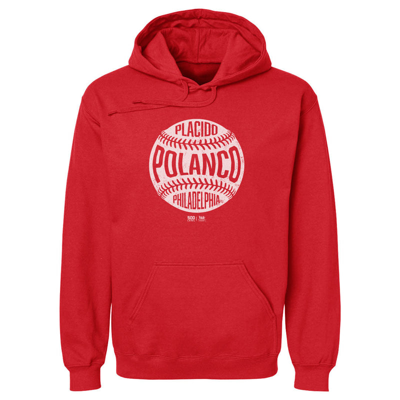 Red Hoodie featuring design named Placido Polanco Philadelphia Vintage Baseball WHT