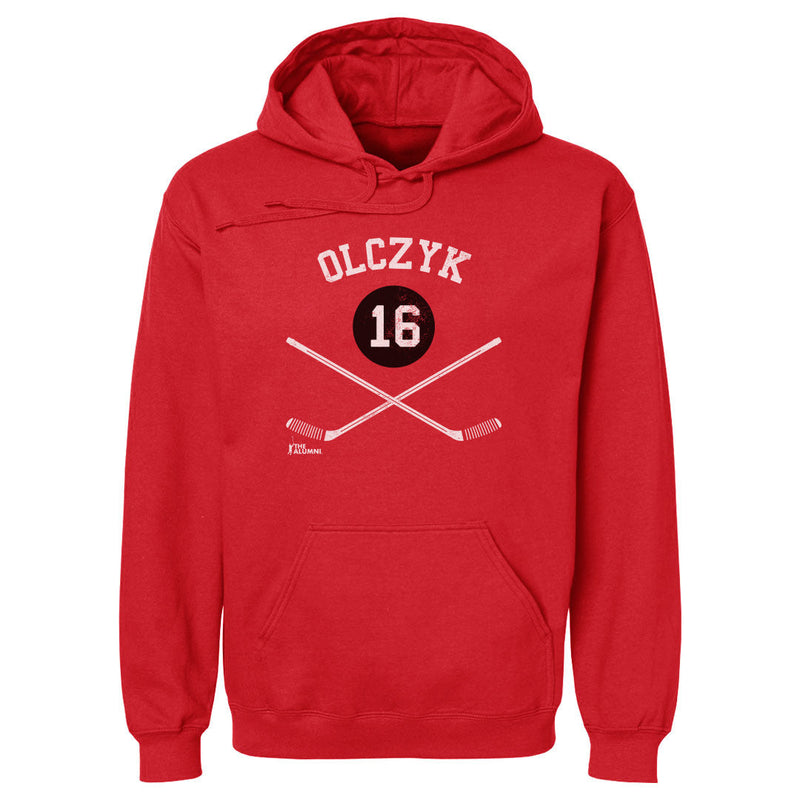 Hoodie featuring design named Eddie Olczyk Chicago 16 Sticks WHT, product image 2 of 2