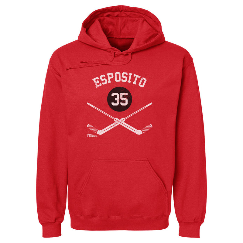 Hoodie featuring design named Tony Esposito Chicago 35 Goalie Sticks WHT, product image 1 of 2