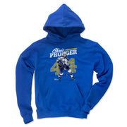Royal blue hoodie featuring an illustrated Chris Pronger in a white jersey and gold 44, with the text 'Chris Pronger' in white above.