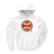 White version of the Willie McCovey baseball hoodie, showing the same orange ball graphic with black text on white fleece.