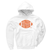 White hoodie featuring an orange football graphic with the text 'WALTER PAYTON' in white stacked across the center.