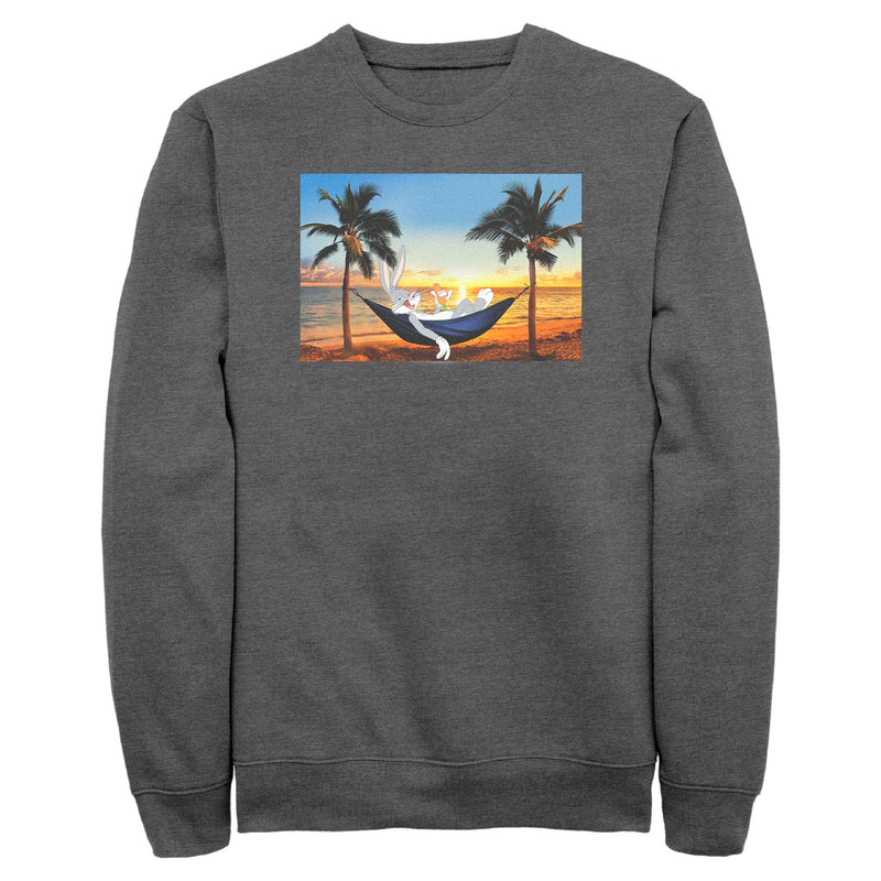 Charcoal Heather Sweatshirt featuring design named Looney Tunes - Hare and His Hammock