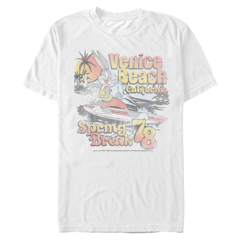 White T-Shirt featuring design named Looney Tunes - Bugs Surfer
