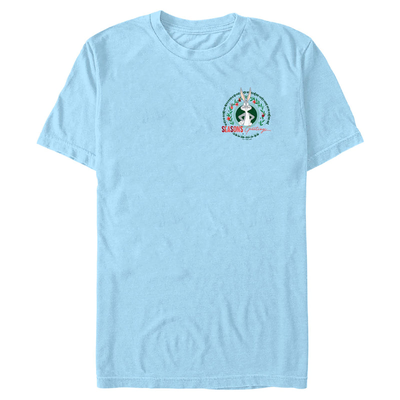 Light Blue T-Shirt featuring design named Looney Tunes - Bugs Seasons Greetings