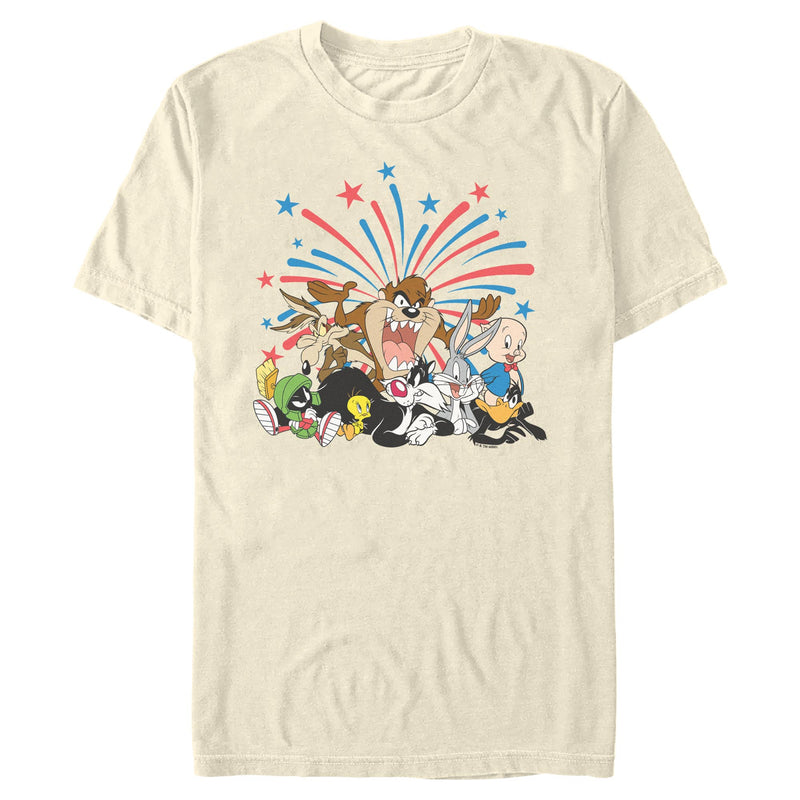 Natural T-Shirt featuring design named Looney Tunes - Looney Group Fireworks