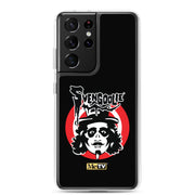 Black Samsung case featuring the Svengoolie face logo with the text 'Svengoolie' in black above a red circle, with a small MeTV logo at the bottom.