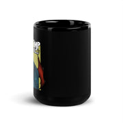 Side view of black mug featuring the Imp character with red wings on yellow, with the text 'iMP' in white at upper left.
