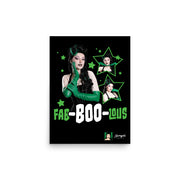 Black Gwengoolie Fab-Boo-Lous poster showing three photos framed by green stars and the 'FAB-BOO-LOUS' text in green and white below.