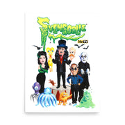 White poster featuring Svengoolie and the Sven Squad alongside small monster characters with the text 'Svengoolie' in green dripping letters and a MeTV logo at the top.