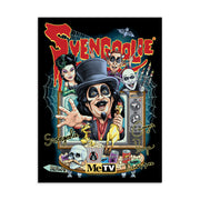Black poster featuring Svengoolie in top hat and face makeup with horror characters, a vintage TV, and the text 'Svengoolie' in red above.