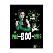 Black Gwengoolie Fab-Boo-Lous poster showing three photos framed by green stars and the 'FAB-BOO-LOUS' text in green and white below.