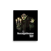 Unframed print of the Nostalgiaferatoo art, featuring Nostalgiaferatoo in front of a yellow moon and bats, with the text 'SILENCE!' in white below.