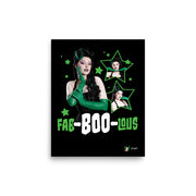 Black Gwengoolie Fab-Boo-Lous poster showing three photos framed by green stars and the 'FAB-BOO-LOUS' text in green and white below.