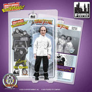 White-jacketed Larry action figure in black pants inside a clear package with the text 'The Three Stooges' in red and yellow at top of card