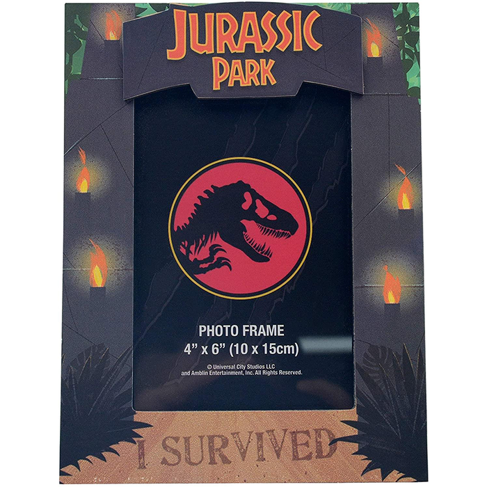 Jurassic Park "I Survived" Die-Cut Photo Frame | Holds 4 x 6 Inch Photos