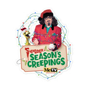 Multicolor die-cut sticker featuring Svengoolie and Kerwyn with the text 'Svengoolie Season's Creepings' in red and green.
