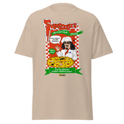 Sand-colored t-shirt featuring Svengoolie as a pizza chef with the text 'Svengoolie's' in red and a green banner reading "Berwyn Style Pizza"