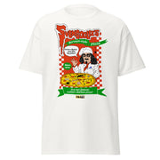 White t-shirt featuring Svengoolie as a pizza chef with the text 'Svengoolie's' in red and a green banner reading "Berwyn Style Pizza"