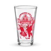 Clear pint glass featuring a red Joe Staton illustration of Svengoolie and Gwengoolie dancing in a vintage nightclub scene.