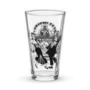 Clear pint glass featuring a black Joe Staton illustration of Svengoolie and Gwengoolie dancing in a vintage nightclub scene.
