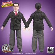 Front and back views of the unpackaged Shemp figure in a black double-breasted suit, gray trousers, red tie, and black shoes.